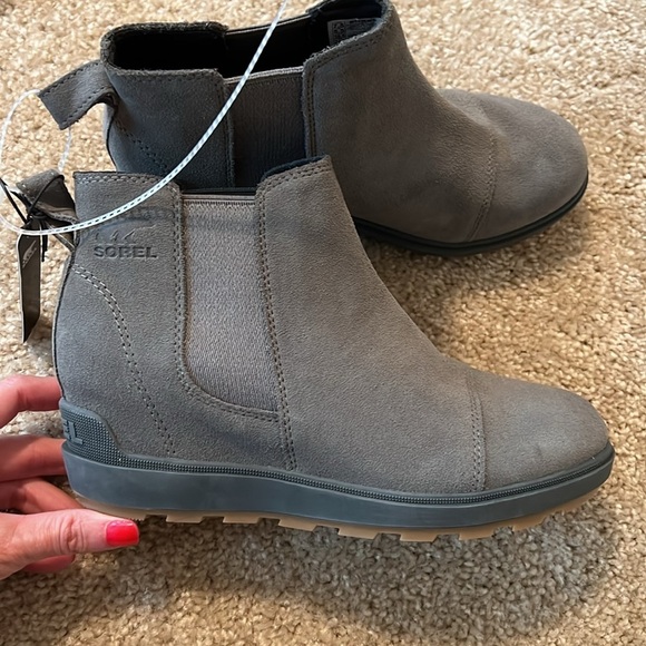 Sorel Evie II Chelsea bootie gray quarry grill pull on shoe boot size 7.5 10 8.5 - Picture 6 of 10